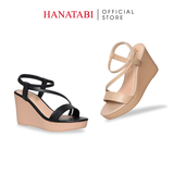 Giày Sandal Nữ Đế PU Siêu Nhẹ Cao 9cm Hanatabi Quai Chéo Hậu Thun (35-39) Mã HNSDX9F1257