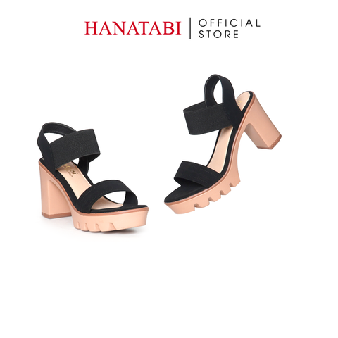 Giày Sandal Nữ Đế PU Siêu Nhẹ Cao 9cm Hanatabi Quai Ngang Hậu Thun (35-39) Mã HNSDG9F1253