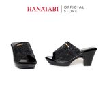 Dép Nữ Đế PU Đen Siêu Nhẹ Cao 7cm Hanatabi Quai Lưới Nhũ Bigsize (36-41) Mã HNDE7F1231