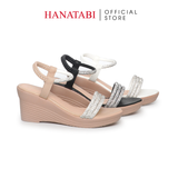 Giày Sandal Nữ Đế PU Siêu Nhẹ Cao 7cm Hanatabi Quai Ngang Hậu Thun (35-39) Mã HNSD7F1189