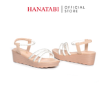 Giày Sandal Nữ Đế PU Siêu Nhẹ Cao 5cm Hanatabi Quai Ngang Hậu Thun (35-40) Mã HNSD5F1173