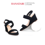 Giày Sandal Nữ Đế Xuồng Chống Trượt Cao 7cm Hanatabi Quai Ngang Hậu Khóa Sau (35-39) Mã HNSDX7F1198