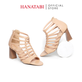 Giày Sandal Nữ Cao Gót 7cm Hanatabi Quai Xương Cá Khóa Kéo Đế TA Bigsize (35-41) Mã HNSDK7F1100