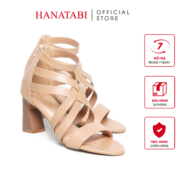 Giày Sandal Nữ Cao Gót 5cm_7cm Hanatabi QuaiĐan Khóa Kéo ĐếTA Cao Cấp Bigsize (35-41) Mã HNSDK7F1082