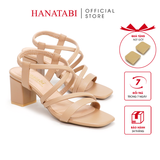 Giày Sandal Nữ Cao Gót 3cm_5cm_7cm Hanatabi Quai Chéo Mũi Vuông Hậu Thun Đế TA Bigsize (35-41) Mã HNSDT5F776