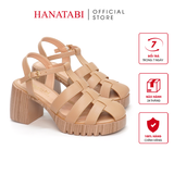 Giày Sandal Nữ Đế PU Siêu Nhẹ Cao 7cm Hanatabi Quai Xương Cá Bít Mũi Hậu C (35-39) Mã HNSDG7F847