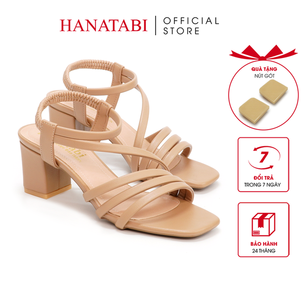 Giày Sandal Nữ Cao Gót 3cm_5cm_7cm Hanatabi Quai Ngang Mũi Vuông Hậu Thun Đế TA  Bigsize (35-41) Mã HNSDT5F854