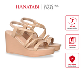 Giày Sandal Nữ Đế Xuồng PU Siêu Nhẹ Cao 9cm Hanatabi Quai Chéo Hậu Thun (35-39) Mã HNSDX9F1258