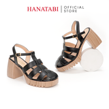 Giày Sandal Nữ Đế PU Siêu Nhẹ Cao 7cm Hanatabi Quai Xương Cá Bít Mũi Hậu C (35-39) Mã HNSDG7F847