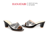 dép nữ cao gót 5cm Hanatabi quai ngang đính đá đế TA cao cấp bigsize (35-41) mã HNDE5F1093