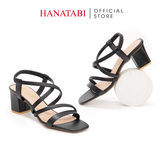 Giày Sandal Nữ Cao Gót 3cm_5cm_7cm Hanatabi Quai Chéo Mũi Vuông Hậu Thun Đế TA Bigsize (35-41) Mã HNSDT5F776