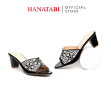 dép nữ cao gót 5cm Hanatabi quai ngang đính đá đế TA cao cấp bigsize (35-41) mã HNDE5F1098