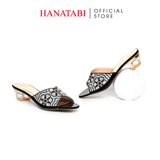 dép nữ cao gót mica 3cm Hanatabi quai ngang đính đá đế TA cao cấp bigsize (35-41) mã HNDE3F1096