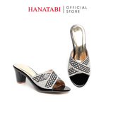 dép nữ cao gót 5cm Hanatabi quai ngang đính đá đế TA cao cấp bigsize (35-41) mã HNDE5F1093