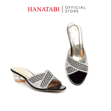 dép nữ cao gót mica 3cm Hanatabi quai ngang đính đá đế TA cao cấp bigsize (35-41) mã HNDE3F1094