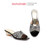 dép nữ cao gót mica 3cm Hanatabi quai ngang đính đá đế TA cao cấp bigsize (35-41) mã HNDE3F1096