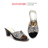 dép nữ cao gót 5cm Hanatabi quai ngang đính đá đế TA cao cấp bigsize (35-41) mã HNDE5F1098