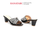 dép nữ cao gót 5cm Hanatabi quai ngang đính đá đế TA cao cấp bigsize (35-41) mã HNDE5F1098