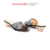 dép nữ cao gót mica 3cm Hanatabi quai ngang đính đá đế TA cao cấp bigsize (35-41) mã HNDE3F1096