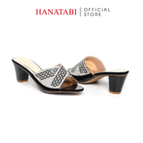 dép nữ cao gót 5cm Hanatabi quai ngang đính đá đế TA cao cấp bigsize (35-41) mã HNDE5F1093