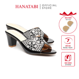 dép nữ cao gót 5cm Hanatabi quai ngang đính đá đế TA cao cấp bigsize (35-41) mã HNDE5F1098