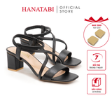 Giày Sandal Nữ Cao Gót 3cm_5cm_7cm Hanatabi Quai Chéo Mũi Vuông Hậu C Đế TA Bigsize (35-41) Mã HNSDT5F855