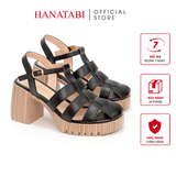 Giày Sandal Nữ Đế PU Siêu Nhẹ Cao 7cm Hanatabi Quai Xương Cá Bít Mũi Hậu C (35-39) Mã HNSDG7F847