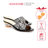 dép nữ cao gót mica 3cm Hanatabi quai ngang đính đá đế TA cao cấp bigsize (35-41) mã HNDE3F1096
