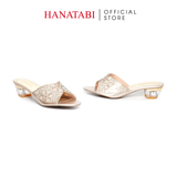 dép nữ cao gót mica 3cm Hanatabi quai ngang đính đá đế TA cao cấp bigsize (35-41) mã HNDE3F1096