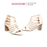 Giày Sandal Nữ Cao Gót 7cm Hanatabi Quai Xương Cá Khóa Kéo Đế TA Bigsize (35-41) Mã HNSDK7F1100