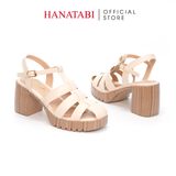 Giày Sandal Nữ Đế PU Siêu Nhẹ Cao 7cm Hanatabi Quai Xương Cá Bít Mũi Hậu C (35-39) Mã HNSDG7F847