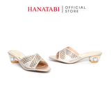 dép nữ cao gót mica 3cm Hanatabi quai ngang đính đá đế TA cao cấp bigsize (35-41) mã HNDE3F1094