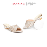 dép nữ cao gót mica 3cm Hanatabi quai ngang đính đá đế TA cao cấp bigsize (35-41) mã HNDE3F1096