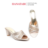 dép nữ cao gót 5cm Hanatabi quai ngang đính đá đế TA cao cấp bigsize (35-41) mã HNDE5F1093