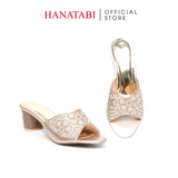 dép nữ cao gót lăn vân gỗ 5cm Hanatabi quai ngang đính đá đế TA cao cấp bigsize (35-41) mã HNDE5F1097