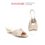 dép nữ cao gót mica 3cm Hanatabi quai ngang đính đá đế TA cao cấp bigsize (35-41) mã HNDE3F1096