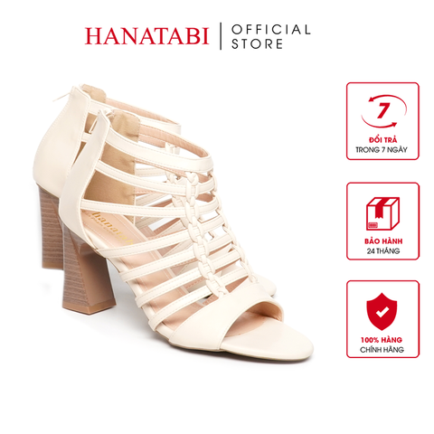 Giày Sandal Nữ Cao Gót 7cm Hanatabi Quai Xương Cá Khóa Kéo Đế TA Bigsize (35-41) Mã HNSDK7F1100