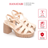 Giày Sandal Nữ Đế PU Siêu Nhẹ Cao 7cm Hanatabi Quai Xương Cá Bít Mũi Hậu C (35-39) Mã HNSDG7F847
