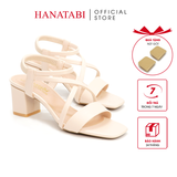 Giày Sandal Nữ Cao Gót 3cm_5cm_7cm Hanatabi Quai Chéo Mũi Vuông Hậu C Đế TA Bigsize (35-41) Mã HNSDT5F855