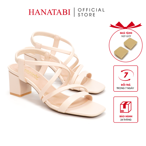 Giày Sandal Nữ Cao Gót 3cm_5cm_7cm Hanatabi Quai Chéo Mũi Vuông Hậu Thun Đế TA Bigsize (35-41) Mã HNSDT5F776