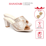 dép nữ cao gót 5cm Hanatabi quai ngang đính đá đế TA cao cấp bigsize (35-41) mã HNDE5F1098