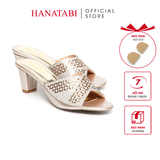 dép nữ cao gót 5cm Hanatabi quai ngang đính đá đế TA cao cấp bigsize (35-41) mã HNDE5F1093