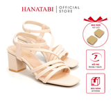 Giày Sandal Nữ Cao Gót 3cm_5cm_7cm Hanatabi Quai Ngang Mũi Vuông Hậu Thun Đế TA  Bigsize (35-41) Mã HNSDT5F854