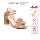 giày sandal nữ cao gót 7cm Hanatabi quai ngang mũi vuông hậu c đế TA bigsize (35-41) mã HNSDG7F876
