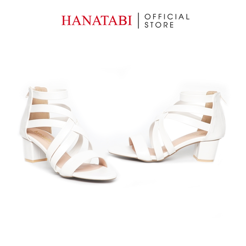 Giày Sandal Nữ Cao Gót 5cm Hanatabi Quai Đan Khóa Kéo Đế TA Cao Cấp Bigsize (35-41) Mã HNSDK5F1081
