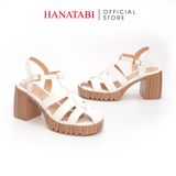 Giày Sandal Nữ Đế PU Siêu Nhẹ Cao 7cm Hanatabi Quai Xương Cá Bít Mũi Hậu C (35-39) Mã HNSDG7F847