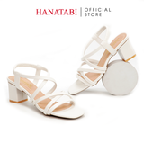 Giày Sandal Nữ Cao Gót 3cm_5cm_7cm Hanatabi Quai Chéo Mũi Vuông Hậu Thun ĐếTA Bigsize (35-41) Mã HNSDT5F857