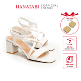 Giày Sandal Nữ Cao Gót 3cm_5cm_7cm Hanatabi Quai Chéo Mũi Vuông Hậu C Đế TA Bigsize (35-41) Mã HNSDT5F855