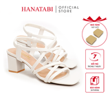 Giày Sandal Nữ Cao Gót 3cm_5cm_7cm Hanatabi Quai Chéo Mũi Vuông Hậu Thun ĐếTA Bigsize (35-41) Mã HNSDT5F857