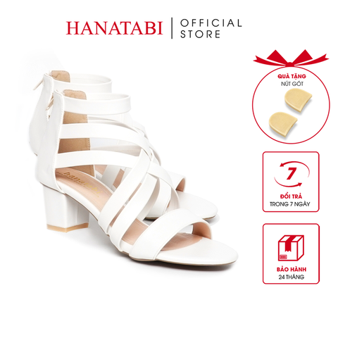 Giày Sandal Nữ Cao Gót 5cm Hanatabi Quai Đan Khóa Kéo Đế TA Cao Cấp Bigsize (35-41) Mã HNSDK5F1081